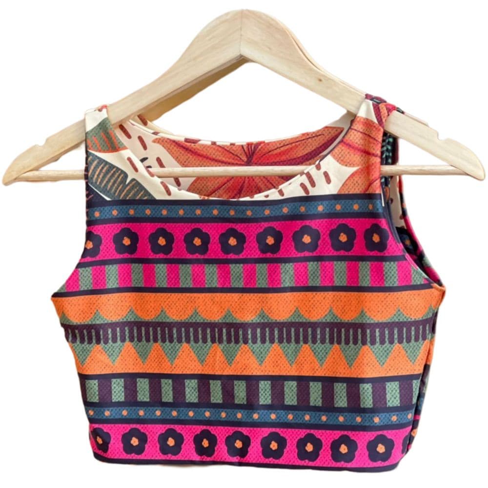 Cropped Feminino Estampado Inspiração Farm Elegância Tropical Blusa Cropped Top