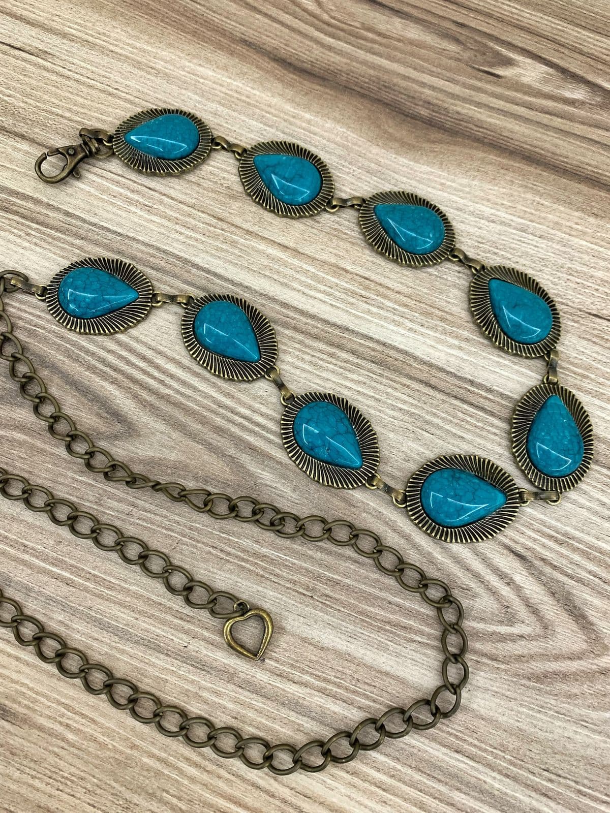 Cinto Feminino Corrente Gota Turquesa Ref. 1473