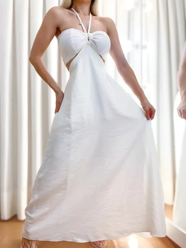 Vestido Conjunto Feminino Longo Cropped Amarração Luara Ref. 1207