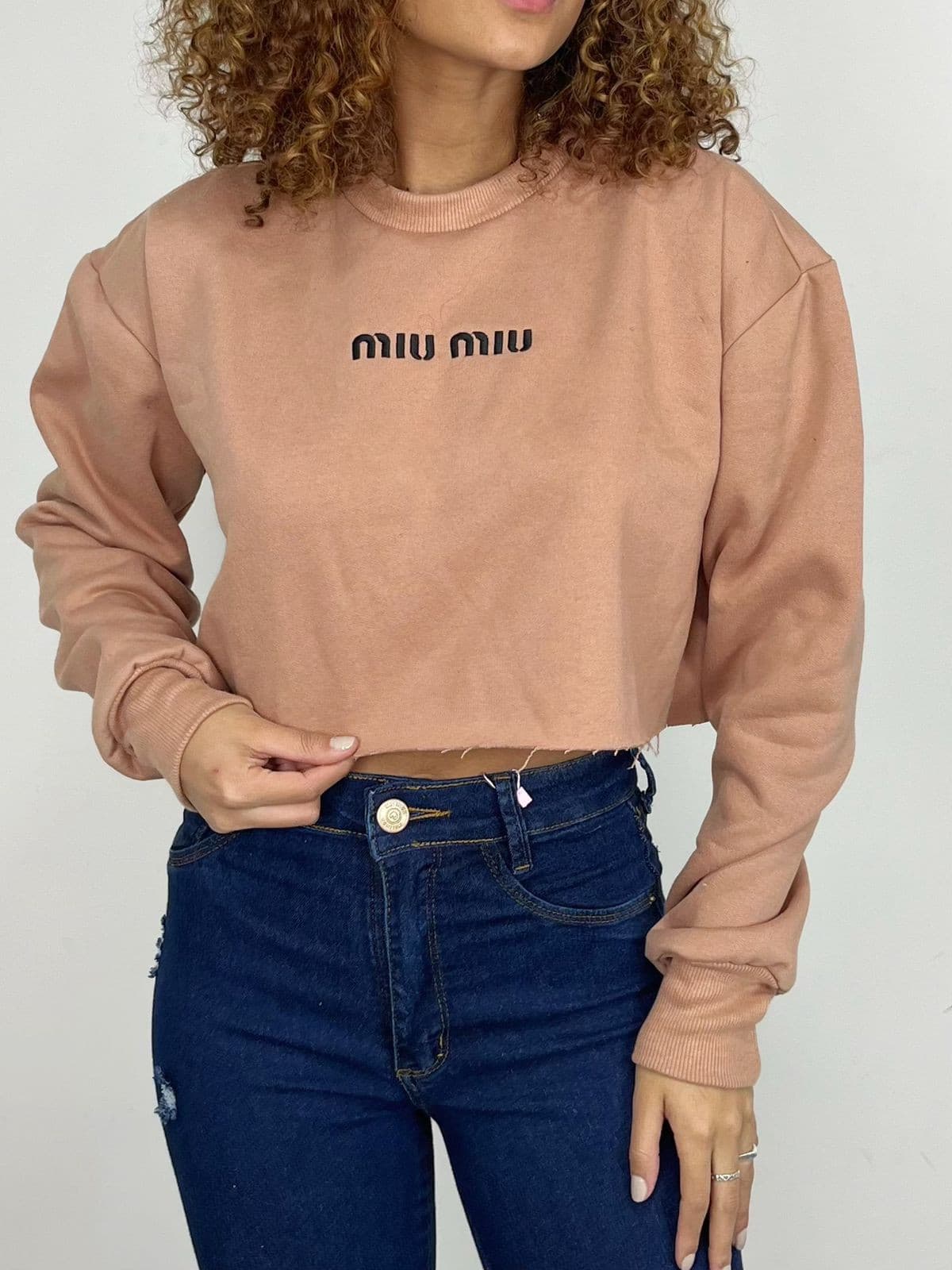 Cropped Feminino em Moletinho Bordado Miu Miu Ref. 1486