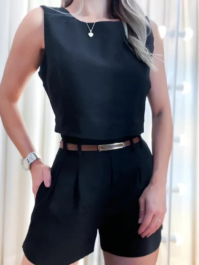 Cropped Feminino Regata em Alfaiataria Marant Tomazia Ref. 1029
