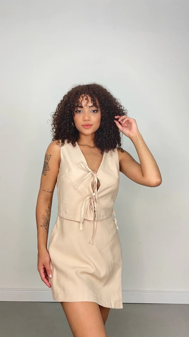 Conjunto Feminino Marant Short Saia e Cropped Amarração Marcela Ref. 1293