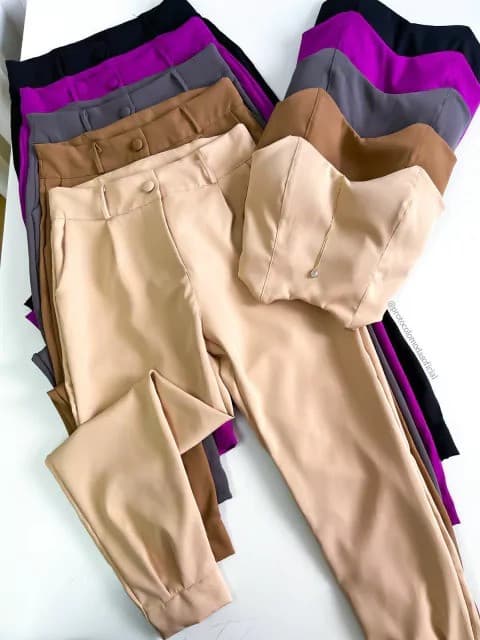 Conjunto Feminino de Cropped Sem Alça e Calça Jogger Fran Ref.783