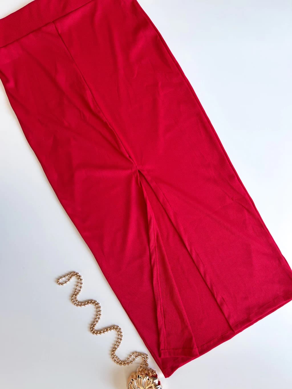Saia Feminina Midi em Ribana com Fenda Fabiola Ref. 1346