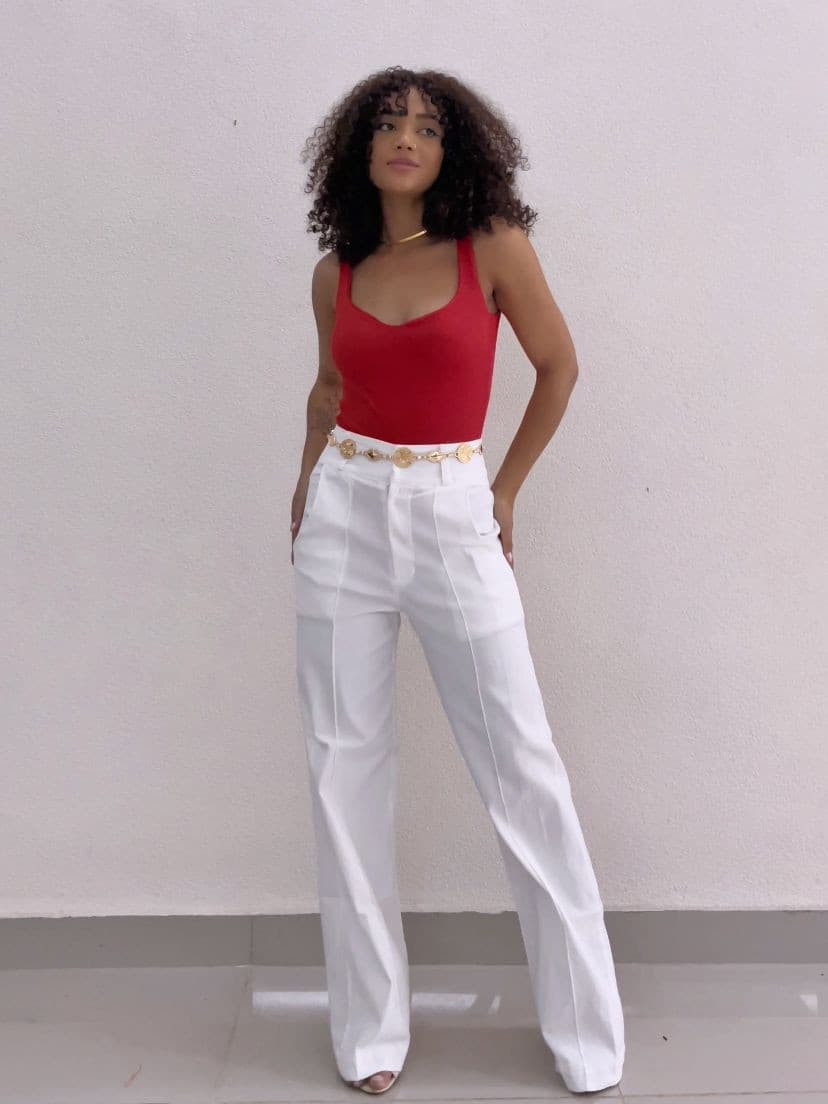 Calça Feminina Pantalona Alfaiataria Bengaline Aline Ref. 1274