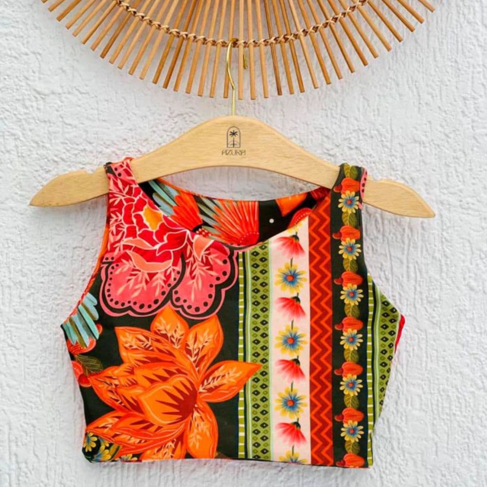 Cropped Feminino Estampado Inspiração Farm Jardim Botânico Blusa Cropped Top
