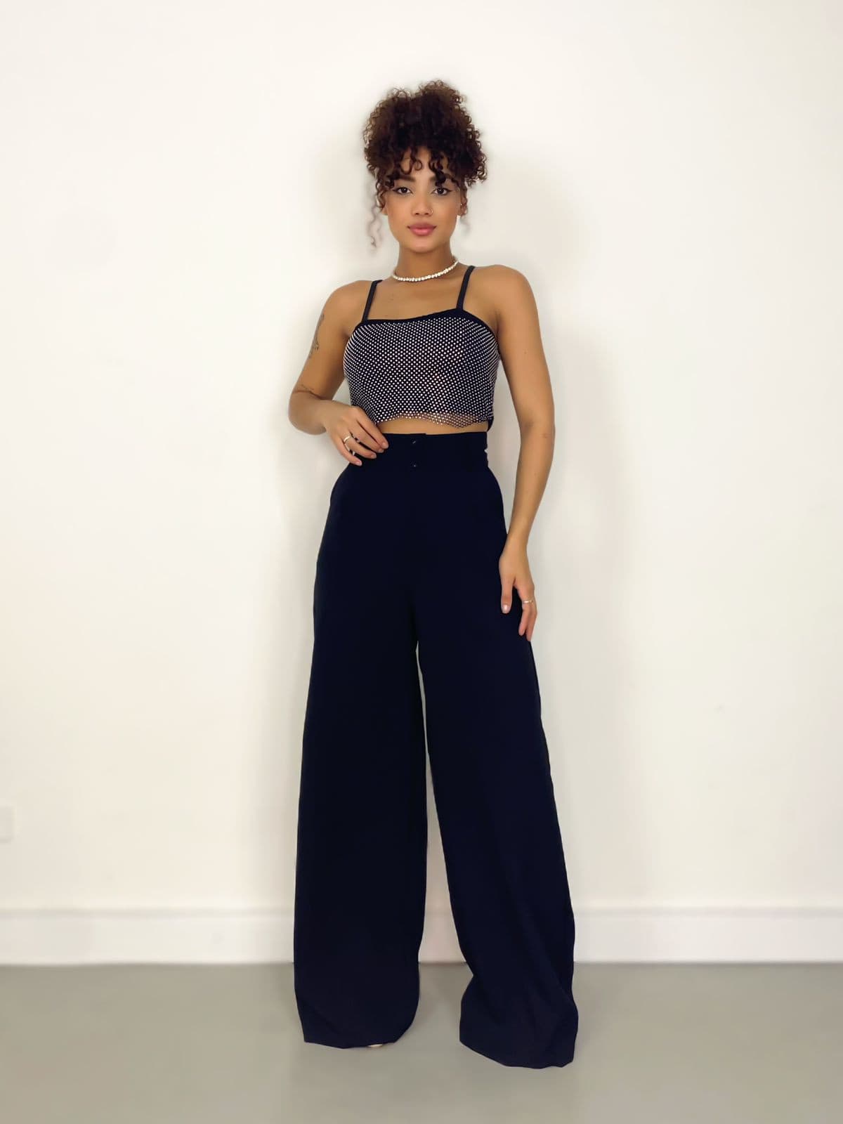 Calça Feminina Linho Pantalona Gislene Ref. 1302