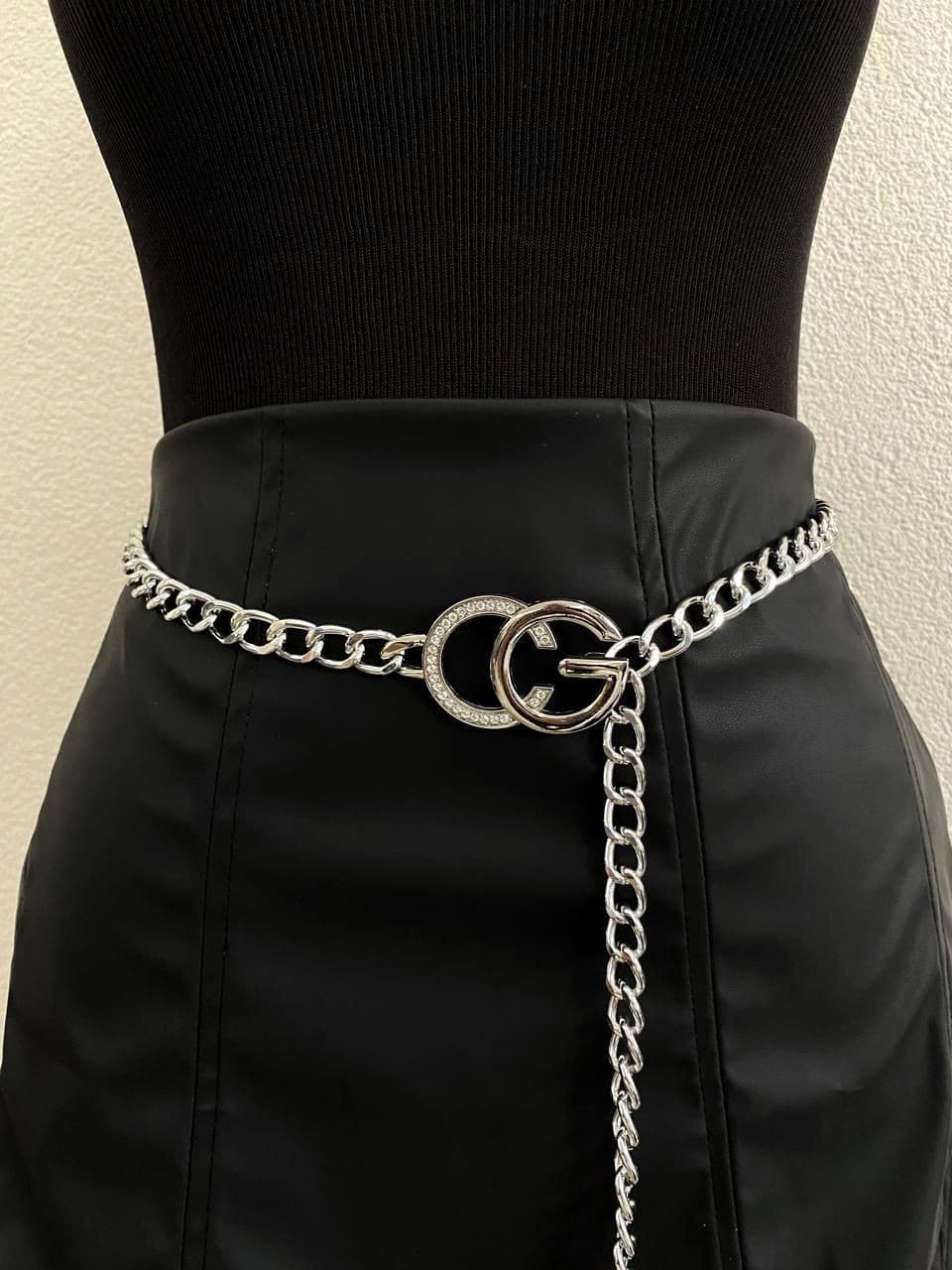 Cinto Corrente Inspiração Gucci com Strass Ref. 1654