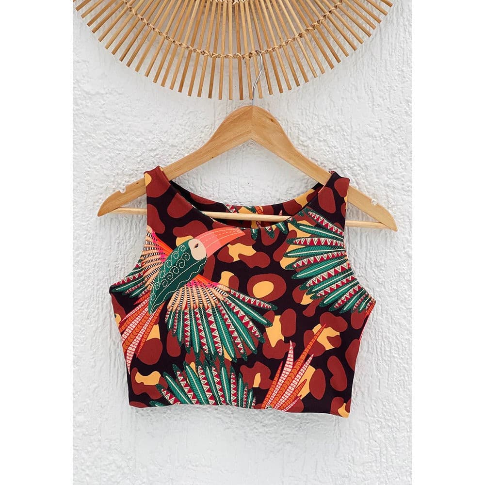 Cropped Feminino Estampado Inspiração Farm Amazônia Encantada Blusa Cropped Top